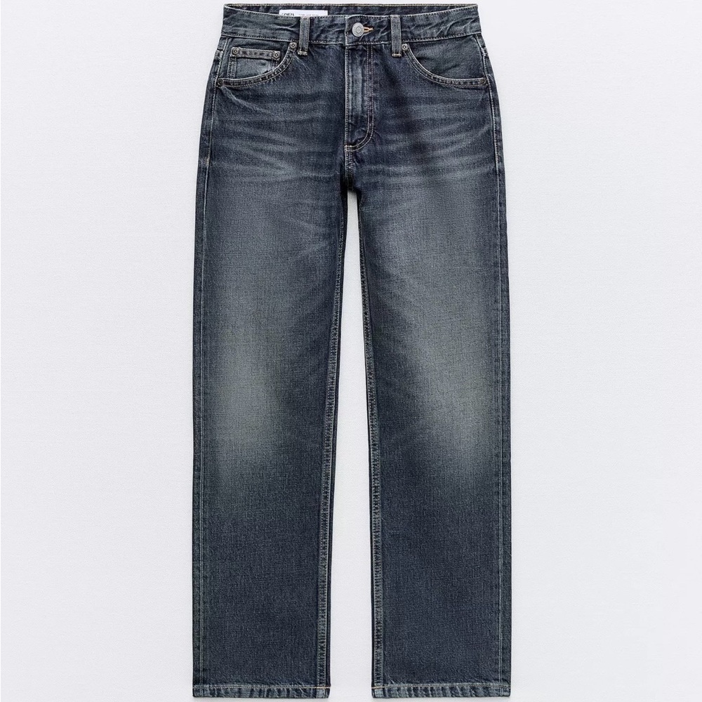 Zara Women's Straight Jeans in Washed Black